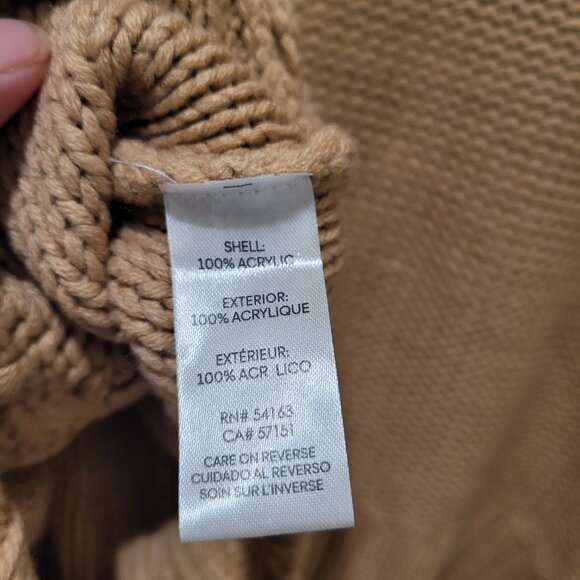 CALVIN KLEIN Jeans Cable Knit Turtleneck Long Sleeve Sweater Tan L Large - Picture 7 of 7
